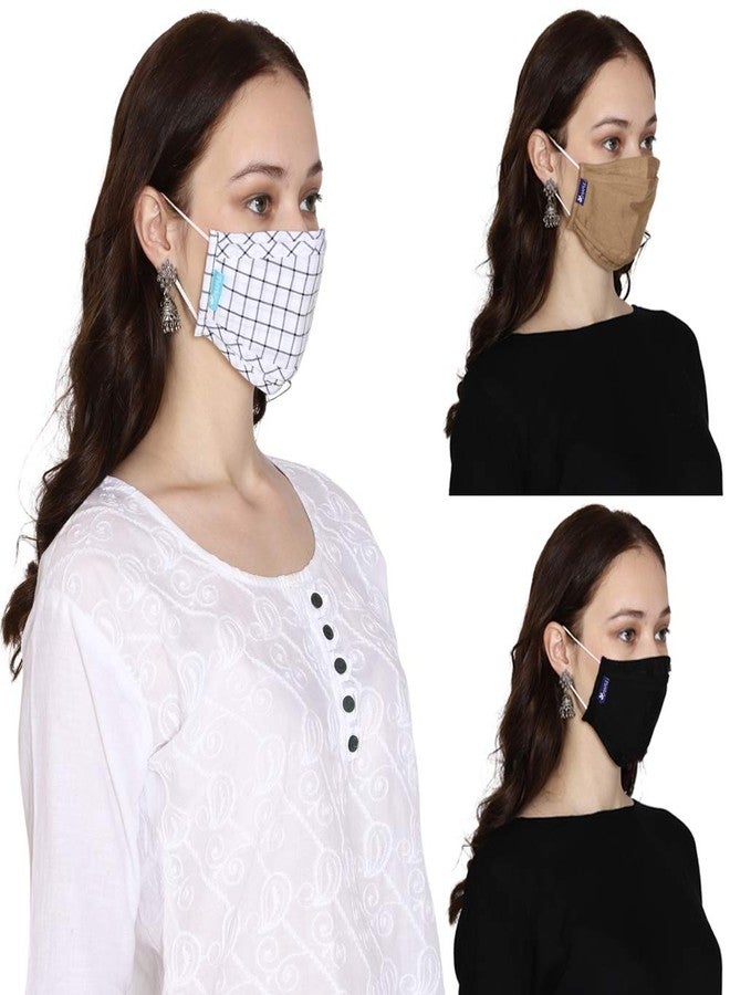 Maple Unisex Fine Cotton Printed Stylish 3 Layer Filtration Anti/Dust Protection Breathable Reusable and Washable 3 Ply Cloth Face Cover with Cotton Earloop (Free size, Assorted Multicolor) -Pack of 9 - Image 1